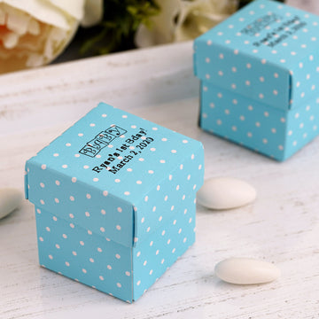 100 Pack | Personalized Polka Dot Wedding Favor Party Gift Boxes