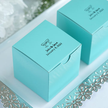 100 Pack | Personalized Wedding Favor Gift Boxes, Mini Cupcake Boxes - 3"x3"x3"
