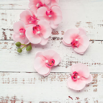 20 Flower Heads | 4" Pink Artificial Silk Orchids DIY Crafts