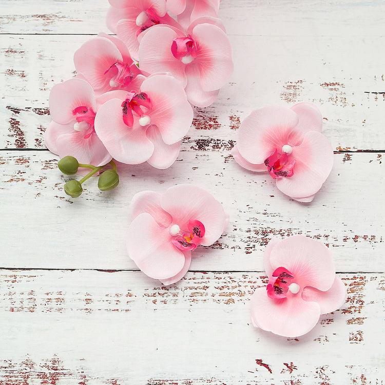 20 Flower Heads | 4inch Pink Artificial Silk Orchids DIY Crafts