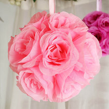 2 Packs Of 7 Inch Pink Artificial Silk Rose Flower Kissing Balls