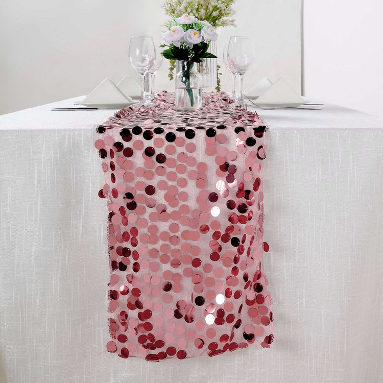 13x108inch Pink Big Payette Sequin Table Runner