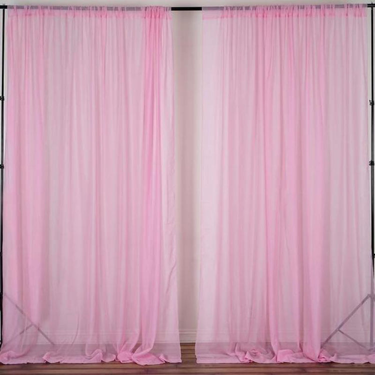 Pink Fire Retardant Sheer Organza Drape Curtain Panel Backdrops With Rod Pockets - 10ftx10ft