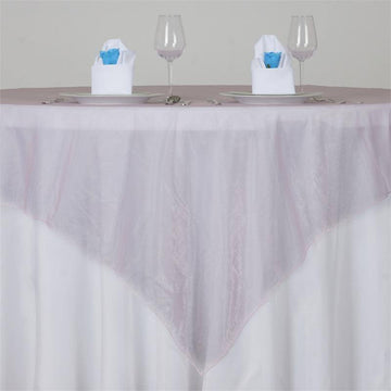 Pink Organza Square Table Overlay 72"x72"