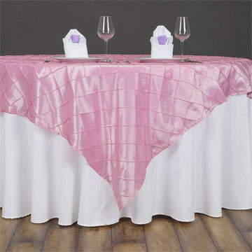 Pink Pintuck Square Table Overlay 60"x60"
