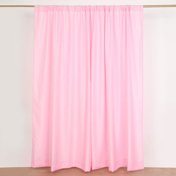 2 Pack | Pink Polyester Drapery Panels With Rod Pockets, Photography Backdrop Curtains, 10ftx8ft - 130 GSM