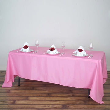 Add Elegance to Your Event with a Pink Seamless Polyester Rectangle Tablecloth