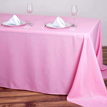 Pink Seamless Polyester Rectangular Tablecloth 90"x132"
