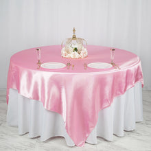 90 Inch x 90 Inch Pink Seamless Satin Square Tablecloth Overlay