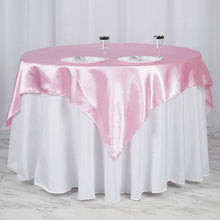 Pink Square Smooth Satin Table Overlay 60 Inch x 60 Inch