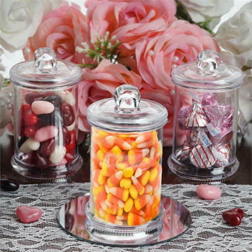 12 Pack | 6oz Plastic Candy Jars With Clear Lids, Disposable Favor Containers