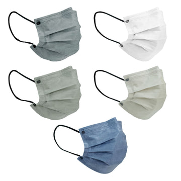 50 Pack Assorted Neutral Colors Disposable Face Mask Non Woven Mask with Ear Loop 3 Ply