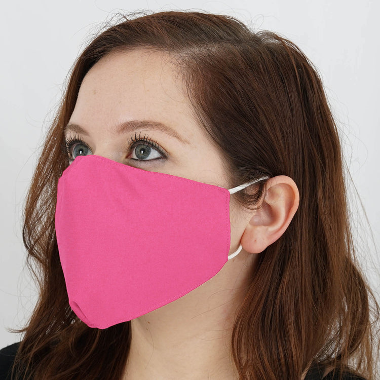 5 Pack of 2 Ply Ultra Soft 100 % Organic Cotton Fuchsia Fabric Reusable Face Mask with Soft Ear Loops