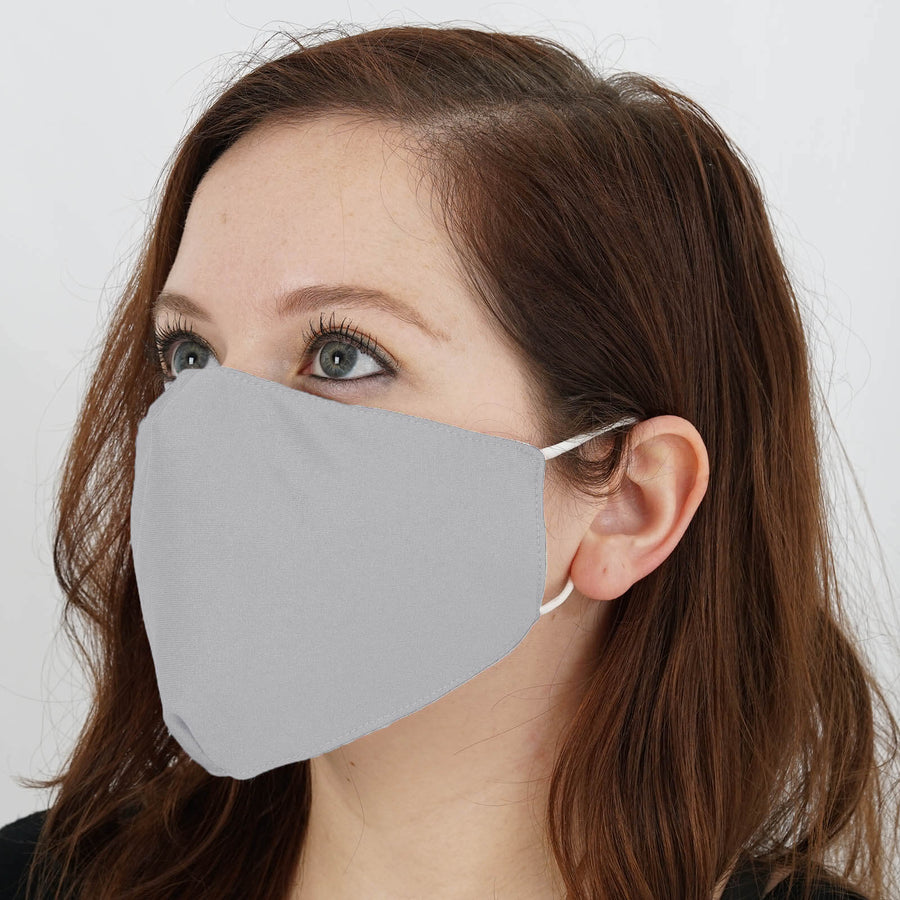 2 Ply Reusable with Soft Ear Loops Ultra Soft 100% Organic Cotton Silver Fabric Face Mask 5 Pack