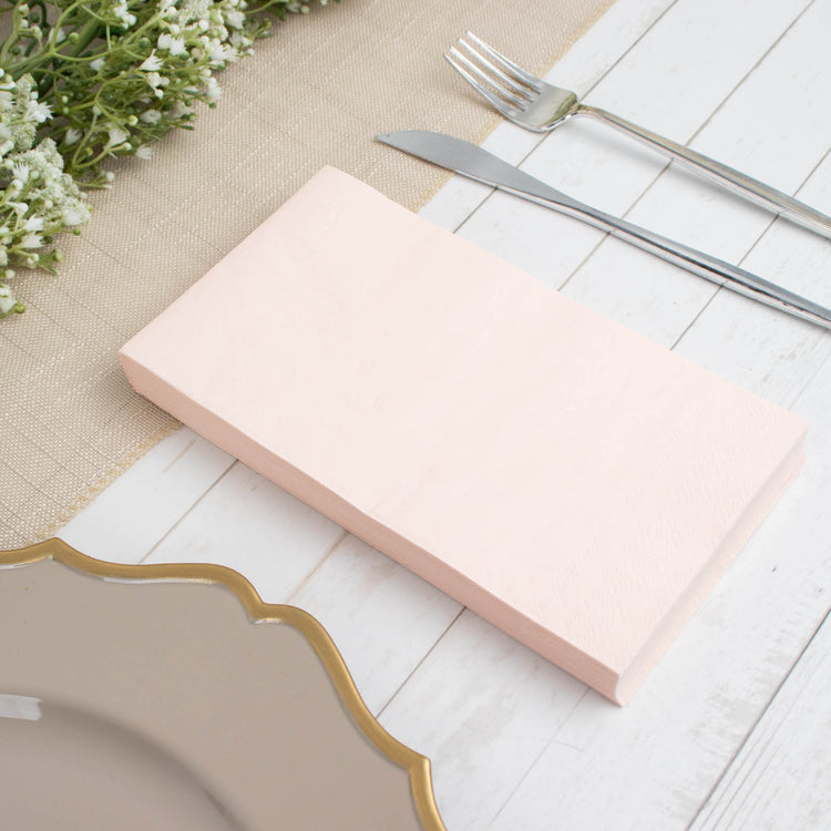 50 Pack | 2 Ply Soft Blush Rose Gold Dinner Party Paper Napkins