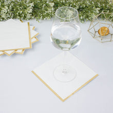 50 Pack | 2 Ply Soft White With Gold Foil Edge Party Paper Napkins