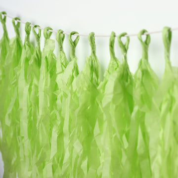 12 Pack | Pre-Tied Apple Green Tissue Paper Tassel Garland With String, Hanging Fringe Party Streamer Backdrop Decor