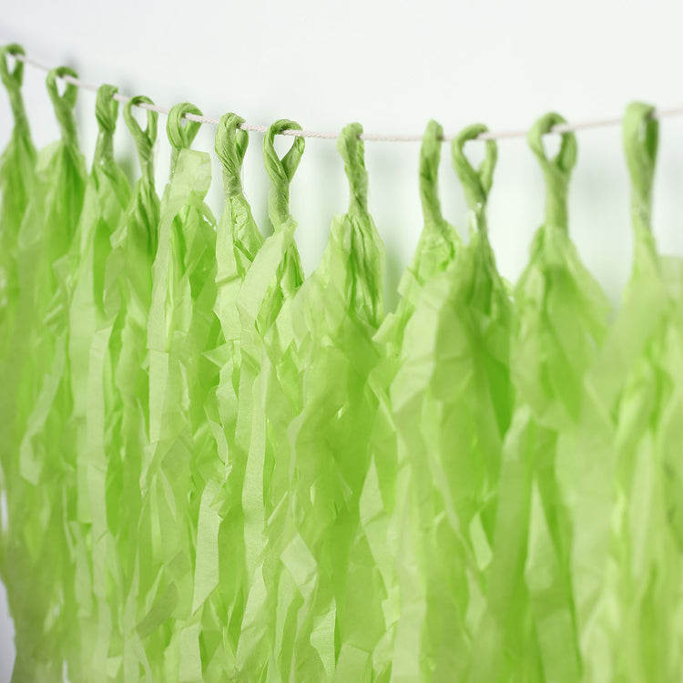 Apple Green Tissue Paper Tassel Garland Pre Tied 12 Pack Hanging Fringe Party Streamer Backdrop Decor#whtbkgd