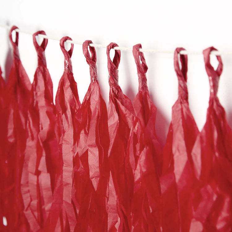 12 Pack | Pre-Tied Red Paper Fringe Tassels With Garland String, Hanging Streamer Banner#whtbkgd