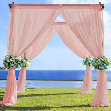 Premium Dusty Rose Chiffon Curtain Panel, Backdrop Ceiling Drapery With Rod Pocket 5ftx14ft