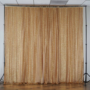 Premium Gold Chiffon Sequin Divider Backdrop Curtain, Dual Layer Photo Booth Event Drapes - 20ftx10ft