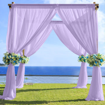 Premium Lavender Lilac Chiffon Curtain Panel, Backdrop Ceiling Drapery With Rod Pocket 5ftx14ft