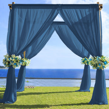 Elevate Your Décor with Premium Navy Blue Chiffon Curtain Panel