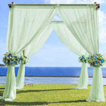 Premium Sage Green Chiffon Curtain Panel, Backdrop Ceiling Drapery With Rod Pocket 5ftx14ft