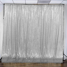 20ftx10ft Premium Silver Chiffon Sequin Dual Layer Backdrop Curtain, Formal Event Drapery Panel