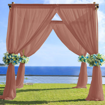 Premium Terracotta (Rust) Chiffon Curtain Panel for Elegant Home and Event Decor
