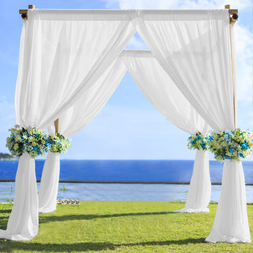 Premium White Chiffon Curtain Panel, Backdrop Ceiling Drapery With Rod Pocket 5ftx14ft