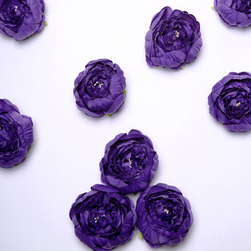 10 Pack | 3" Purple Artificial Silk DIY Craft Peony Flower Heads