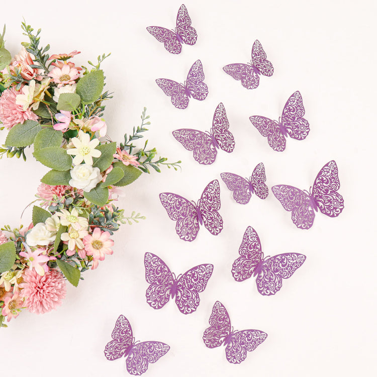 3D Purple Butterfly Wall Decals Mural Cake Stickers