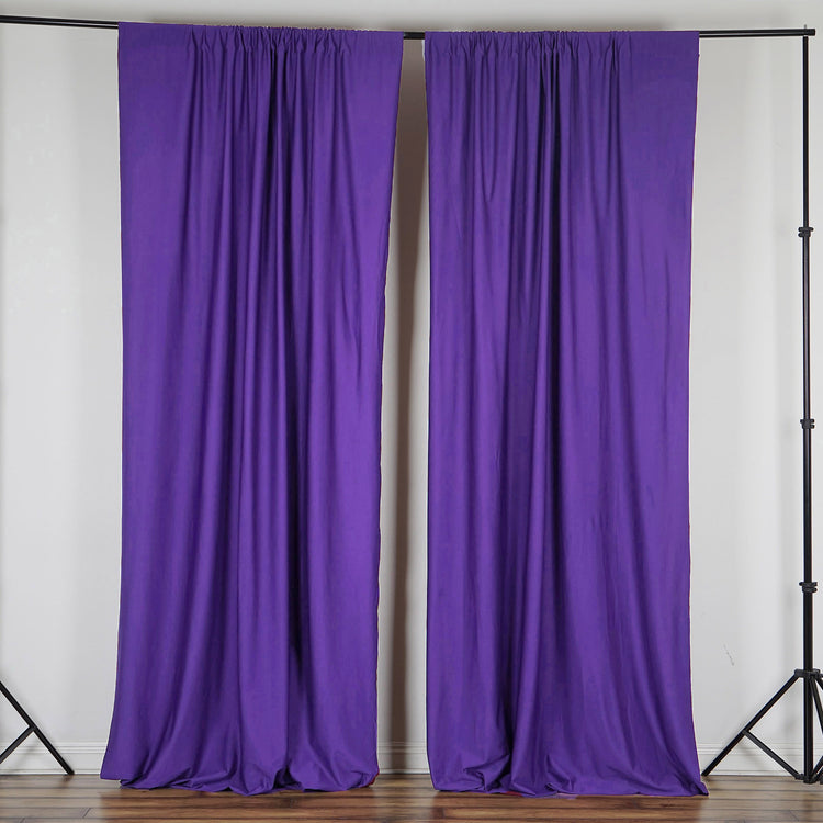 2 Pack Purple Scuba Polyester Curtain Panel Inherently Flame Resistant Backdrops