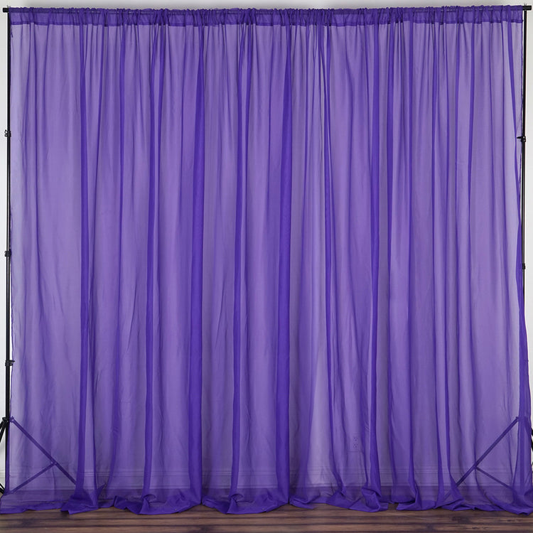 Purple Fire Retardant Sheer Organza Premium Curtain Panel Backdrops With Rod Pockets - 10ft#whtbkgd