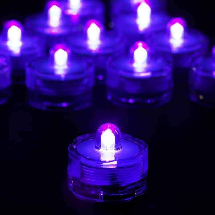 12 Pack | Purple LED Lights Waterproof Battery Operated Submersible#whtbkgd