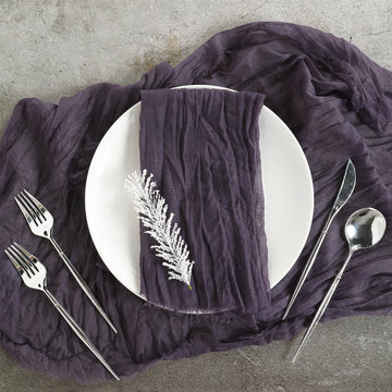 5 Pack Purple Gauze Cheesecloth Boho Dinner Napkins 24"x19"