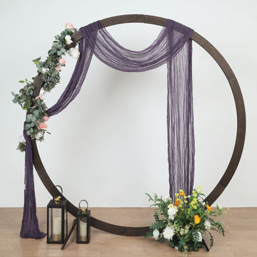 Purple Gauze Cheesecloth Fabric Wedding Arch Decorations, Window Scarf Valance Drapes, Boho Arbor Curtain Panel 20ft
