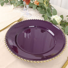 6 Pack Purple & Gold 12 Inch Acrylic Plastic Charger Plates with Beaded Rim