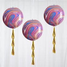 3 Pack Of 13 Inch 4D Purple And Gold Marble Sphere Balloons