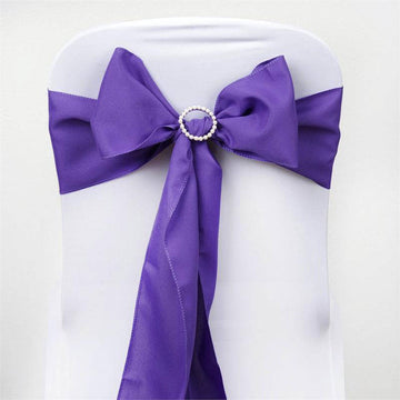 5 Pack | 6"x108" Purple Polyester Chair Sashes