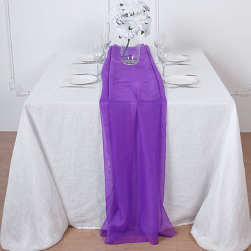 Add a Dreamy Touch to Your Tablescape with the Purple Premium Chiffon Table Runner 6ft