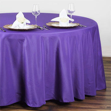 Elevate Your Event Decor with a Purple Seamless Polyester Round Tablecloth 108