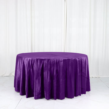 Purple Seamless Premium Velvet Round Tablecloth, Reusable Linen 120"