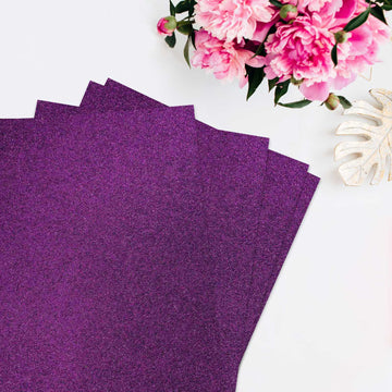 10 Pack | Purple Self-Adhesive Glitter DIY Craft Foam Sheets - 12"x10"