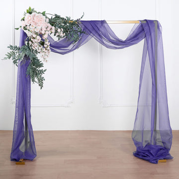 Purple Sheer Organza Wedding Arch Drapery Fabric, Window Scarf Valance 18ft