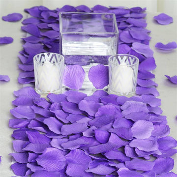 500 Pack Purple Silk Rose Petals Table Confetti or Floor Scatters