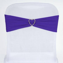 5 Pack Purple Spandex Stretch Chair Sashes Bands Heavy Duty with Two Ply Spandex - 5x12inch
