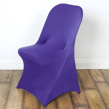 Purple Spandex Stretch Fitted Folding Chair Cover 160 GSM