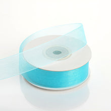 Ribbon With Mono Edge In Turquoise Organza 25 Yard 7 By 8 Inch 